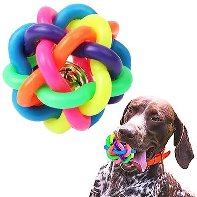 Hundespielzeug, Beißring, Gummiball, gewebte Glocke, bunter Glockenball, kleines, mittleres und großes Spielzeug der Größe 3, widerstandsfähiges Spielzeug