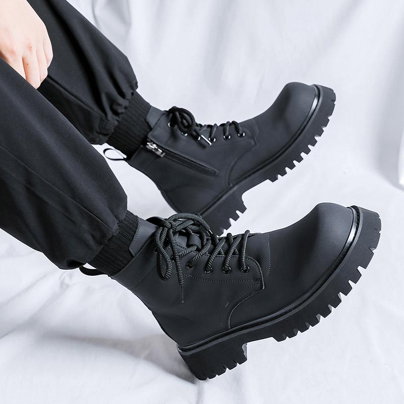 Fashion Autumn and winter men's boots Trendy minimalist design style Outdoor walking motorcycle Daily office Youth adult warm shoes
