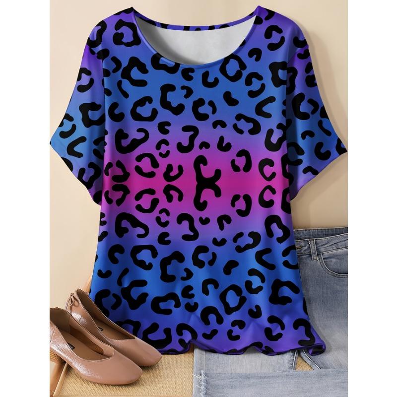 Large size round neck creative printed simple line pattern short-sleeved T-shirt S