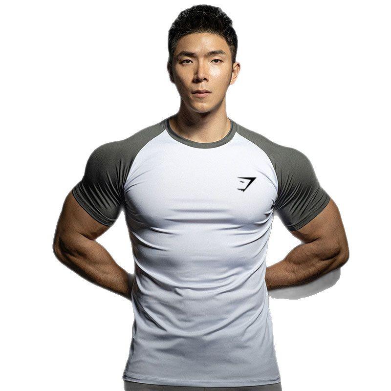 Men's Quick-Dry Color-Block Running T-Shirt - High Elasticity, Short-Sleeve Fitness Top