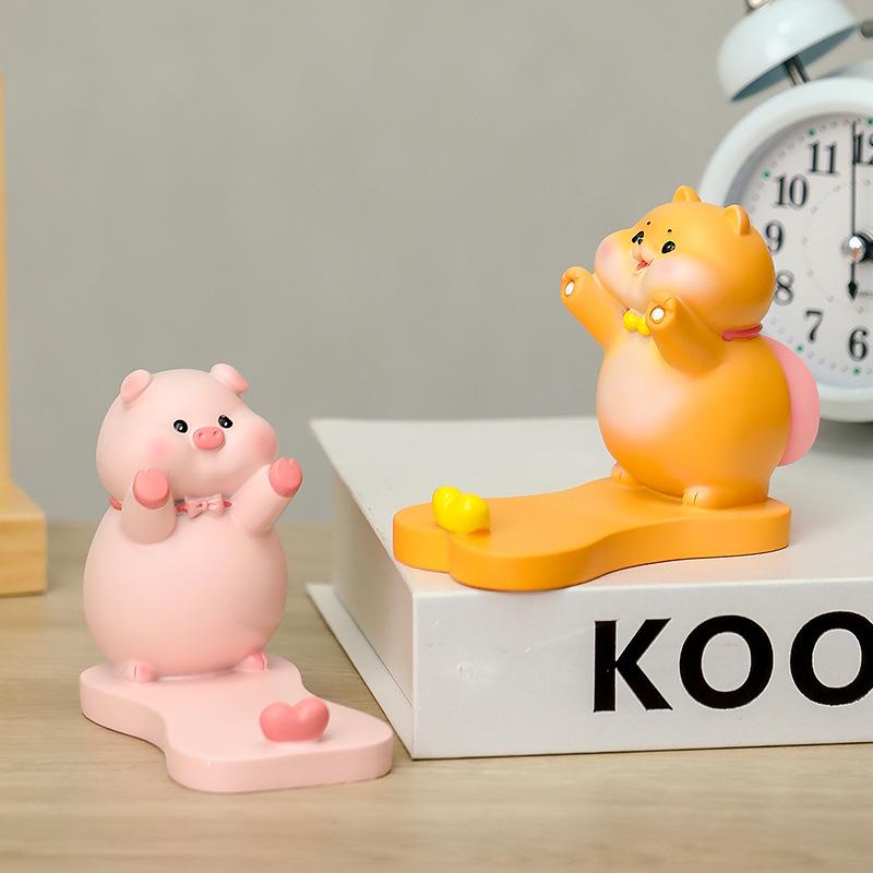 Resin Cartoon Phone Holder - Creative Small Ornament Figure