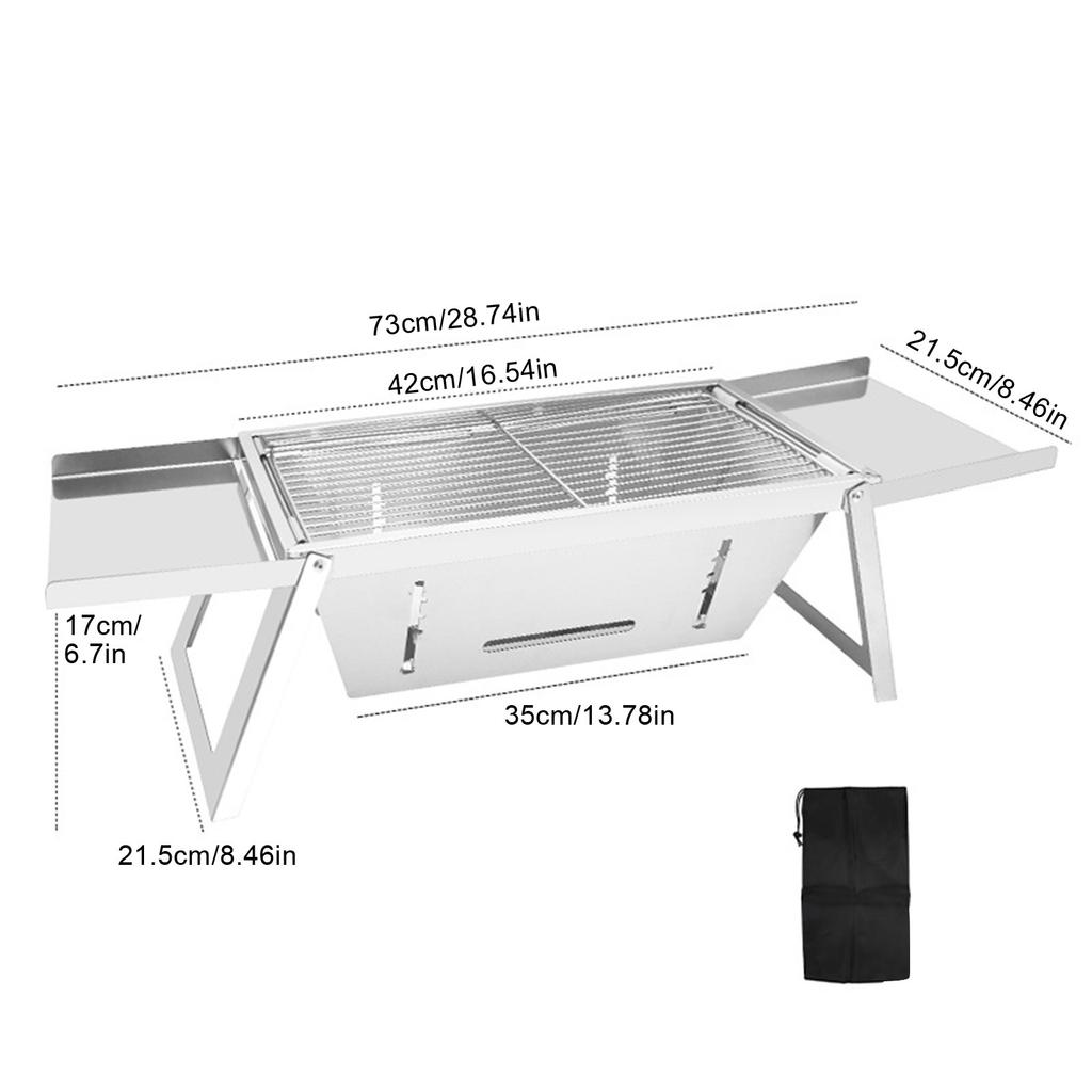 Faltbarer Outdoor-Grill, tragbarer Edelstahl-Grill, Holzkohlegrill für Camping, Terrasse