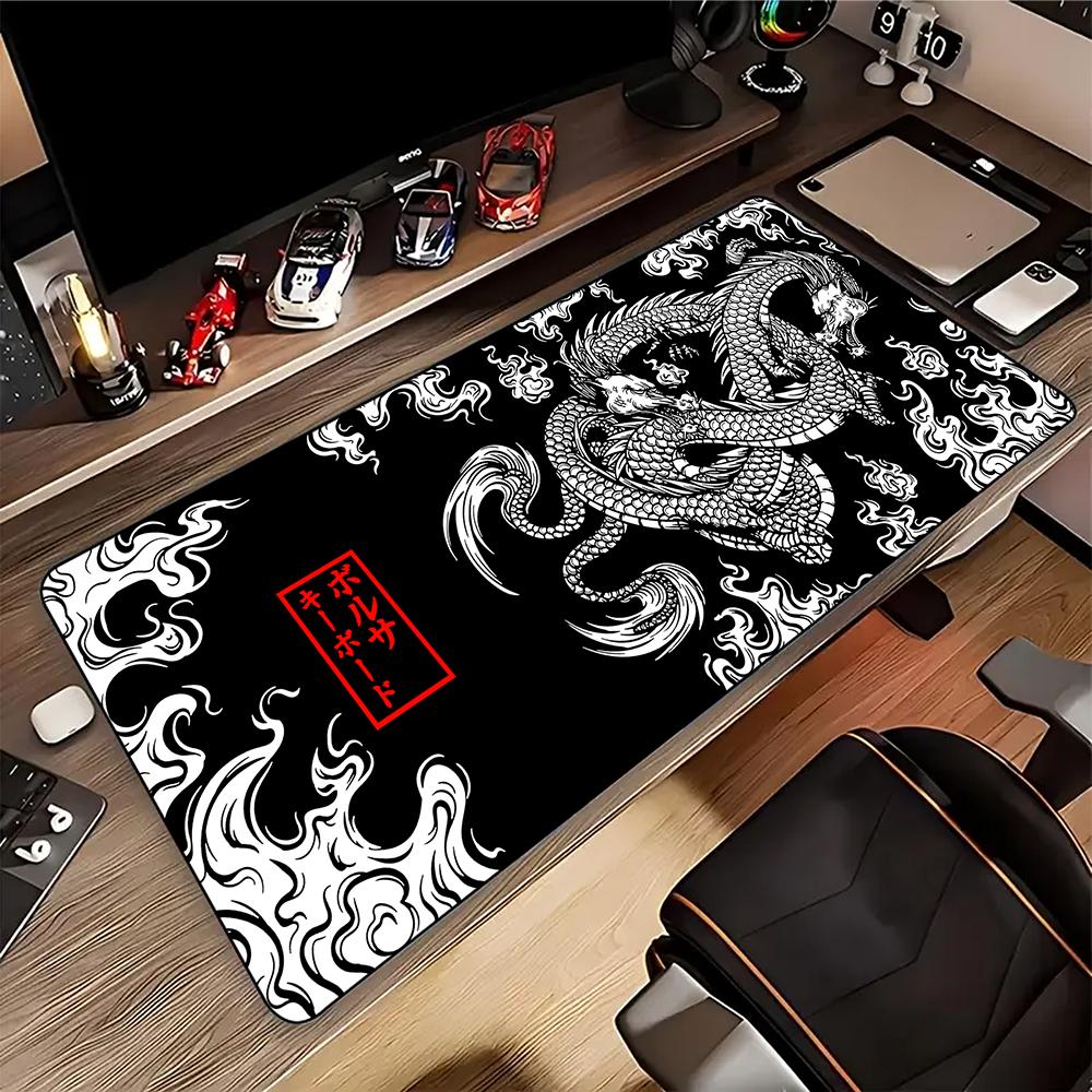 Japanese Great Wave OffChinese Style Dragon Mouse Pad for Gamer Setup Gaming Mousepad Rubber Keyboard Pads Pc Desk Mat xcm