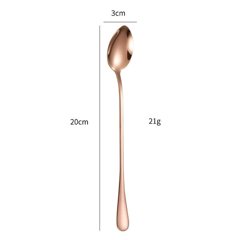 Stainless Steel Long Handle Dessert Spoon for Ice Cream and Coffee