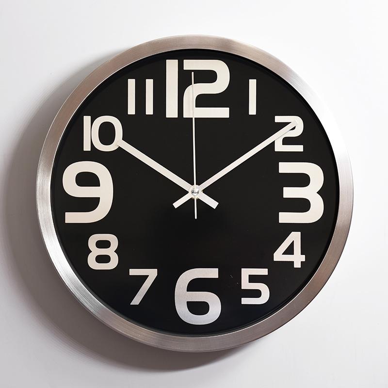 12-inch Stainless Steel Wall Clock, Aluminum Clock, Creative and Fashionable Living Room Wall Clock, Custom-made Quartz Clock