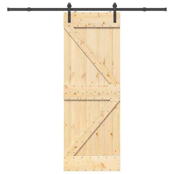 VidaXL Sliding Door and Hardware Kit 70x210 Cm Solid Pine 3332610