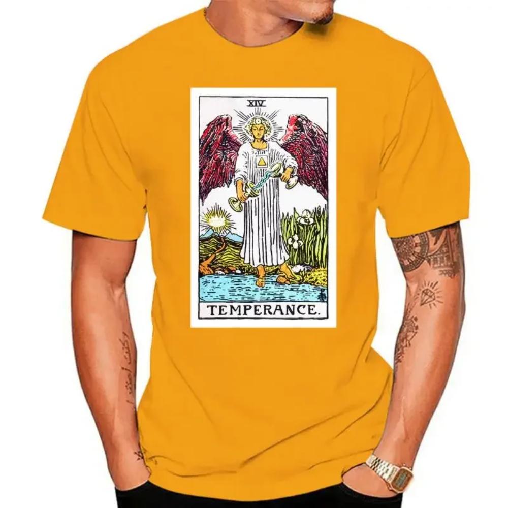 Temperance Tarot Card Art Logo men's (woman's available) t shirt black Cool Casual pride t shirt men Unisex Fashion tshirt