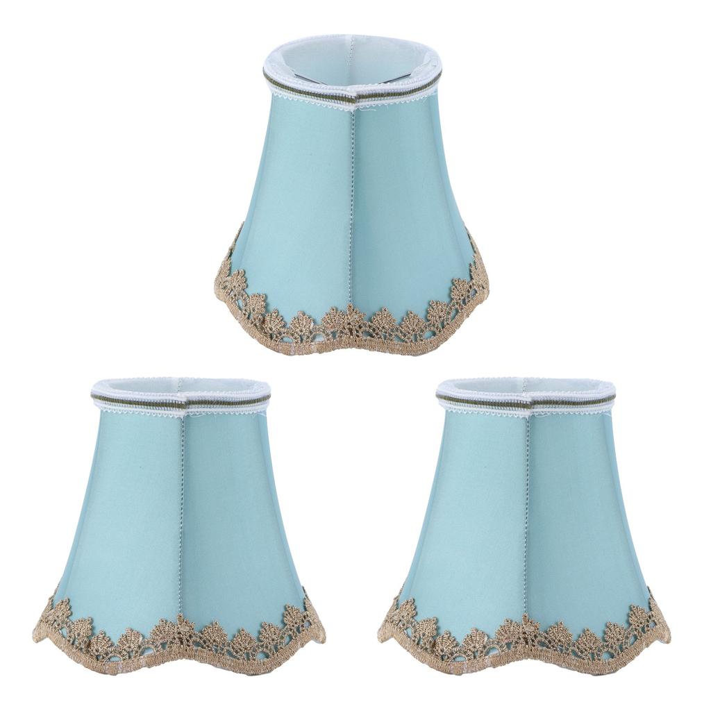 3Pcs Fabric Lampshade ClipType Modern European Style E14 Lamp Cover for Home Hotel KTV Green