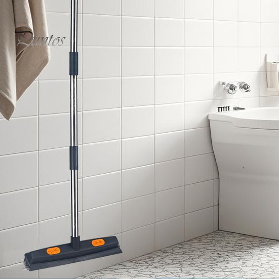 Balai 2 en 1 à long manche pour poils d'animaux avec raclette, brosse légère pour enlever les poils, poignée ergonomique, brosse de nettoyage multi-surfaces