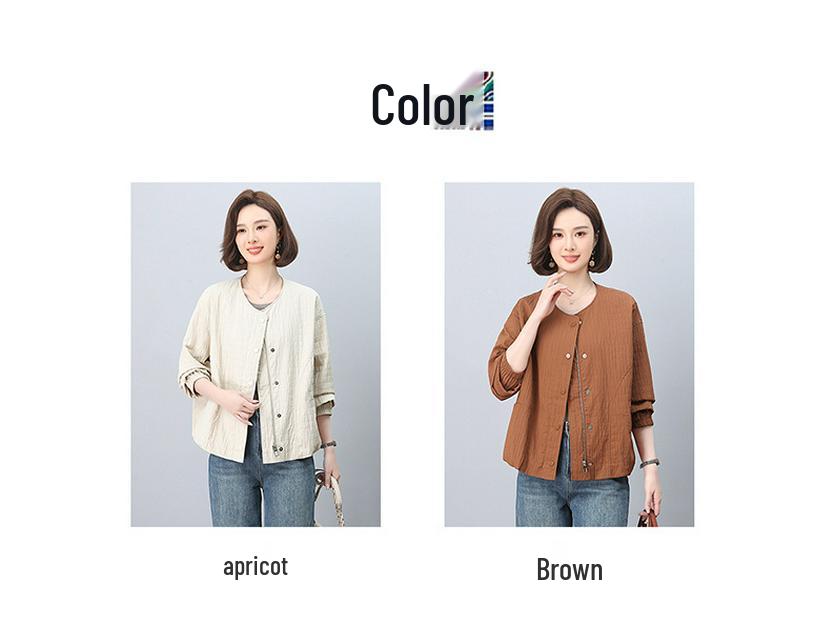 Casual Loose-Fit Jacket for Middle-Aged Women - 2025 Spring/Autumn Fashion Style