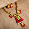 Red Clay Jewelry Set with Tribal Design Handmade