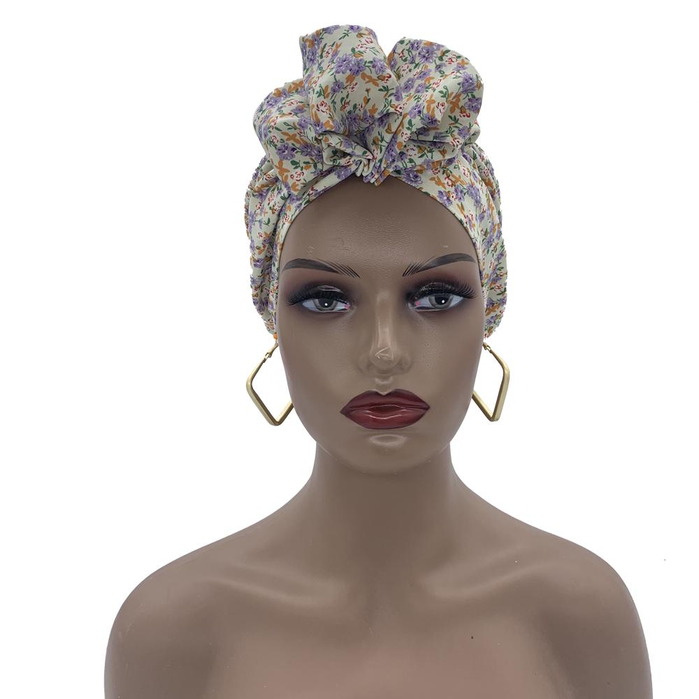 New Floral Printed Bohemian Women Turban Cap Ladies Headwrap Beanies Muslim Headscarf Bonnet Female Head Wraps Turbante Mujer