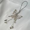 Bell Silver Butterfly Phone Chain Butterfly Mobile Keychain Lanyard  Women Girls