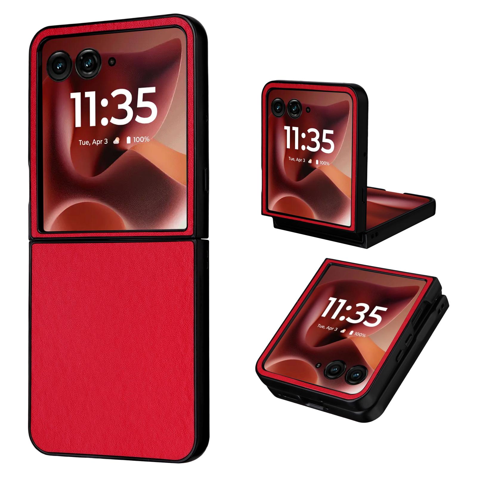 

For Motorola Razr Ultra 2025 5G/Razr 60 Ultra 5G Case PU Leather Hard PC Protective Phone Cover Red