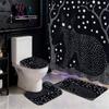 Animal Abstract Patterns Black Whit Shower Curtain Bath Sets Waterproof Non-Slip Bathroom Rug Toilet U With 12 Hooks Home Deco