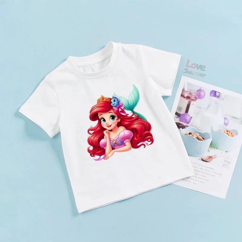 Frozen Princess Elsa, Ariel, Rapunzel Girls' Summer Short-sleeve Children's Birthday T-shirt