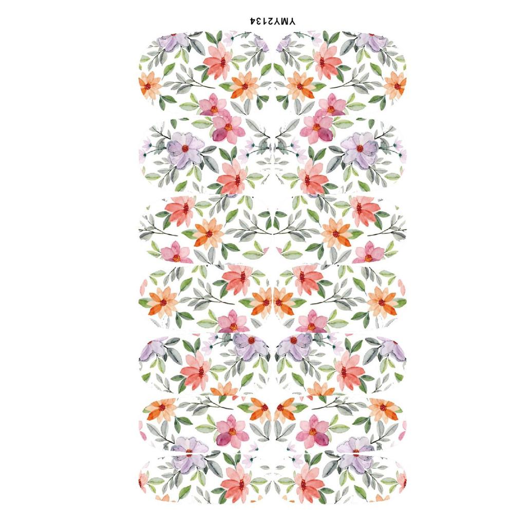 Japanese Flower Nail Art Stickers, Full Cover, Waterproof (YMY2129-2137)