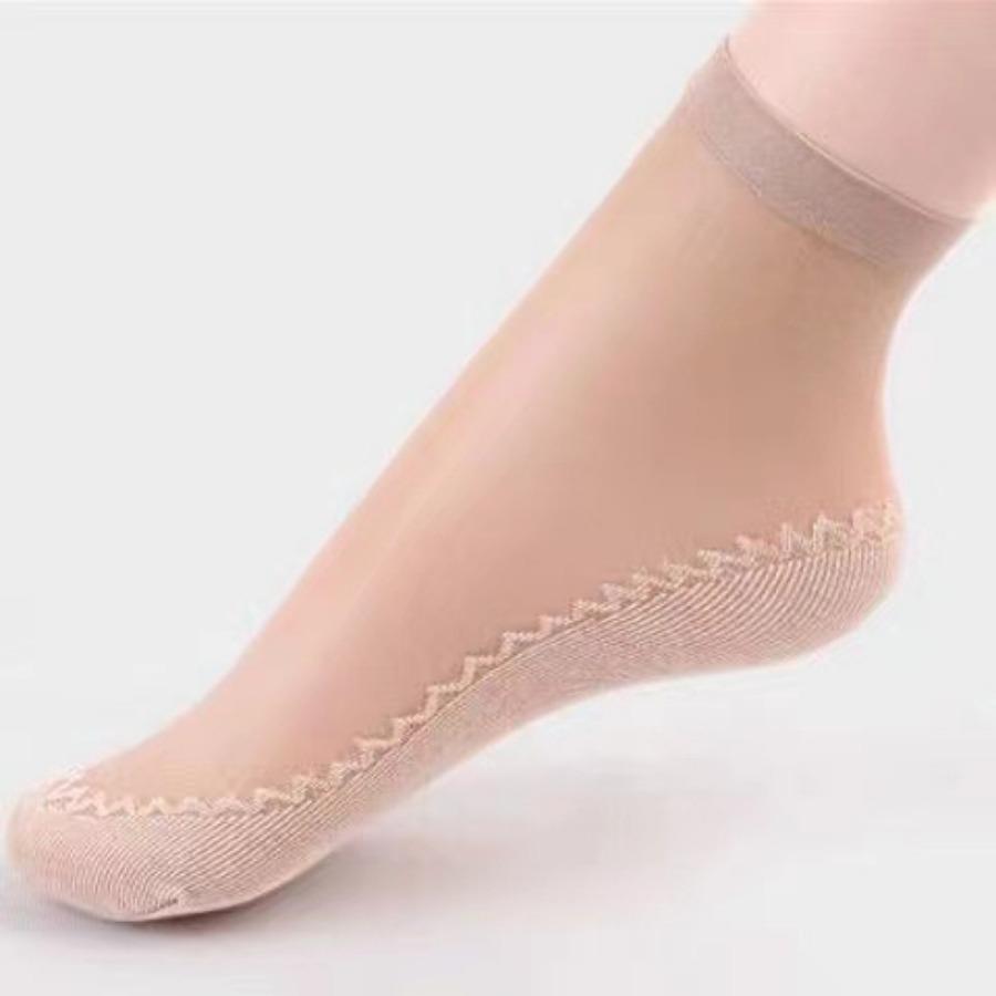 10 Pairs Short Socks Women Ultrathin Elastic Lace Transparent Sock Woman Summer Breathable Non-Slip Bottom Splice Cotton Sock