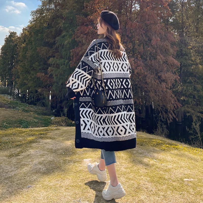 Frauen Faul Stil Pullover Mantel Frühling und Herbst 2023 Neue Mode Lässig Lose Strickwaren Strickjacke Mantel Y2k Einfache Mid-länge