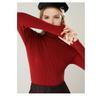 ZUEVI Turtleneck Long Sleeve Knit Solid Plus Wine Red Women's Sweater, Color, Spring/Autumn, Stretch, Sizes, (ZJP0049W-L)