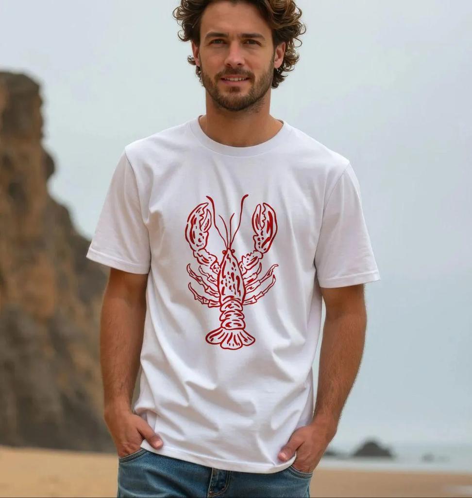 Red Lobster Organic Cotton Unisexs Tshirt Ocean Crustacean Style Tee High Quality Tshirt Fashion Trend Casual Comfortable