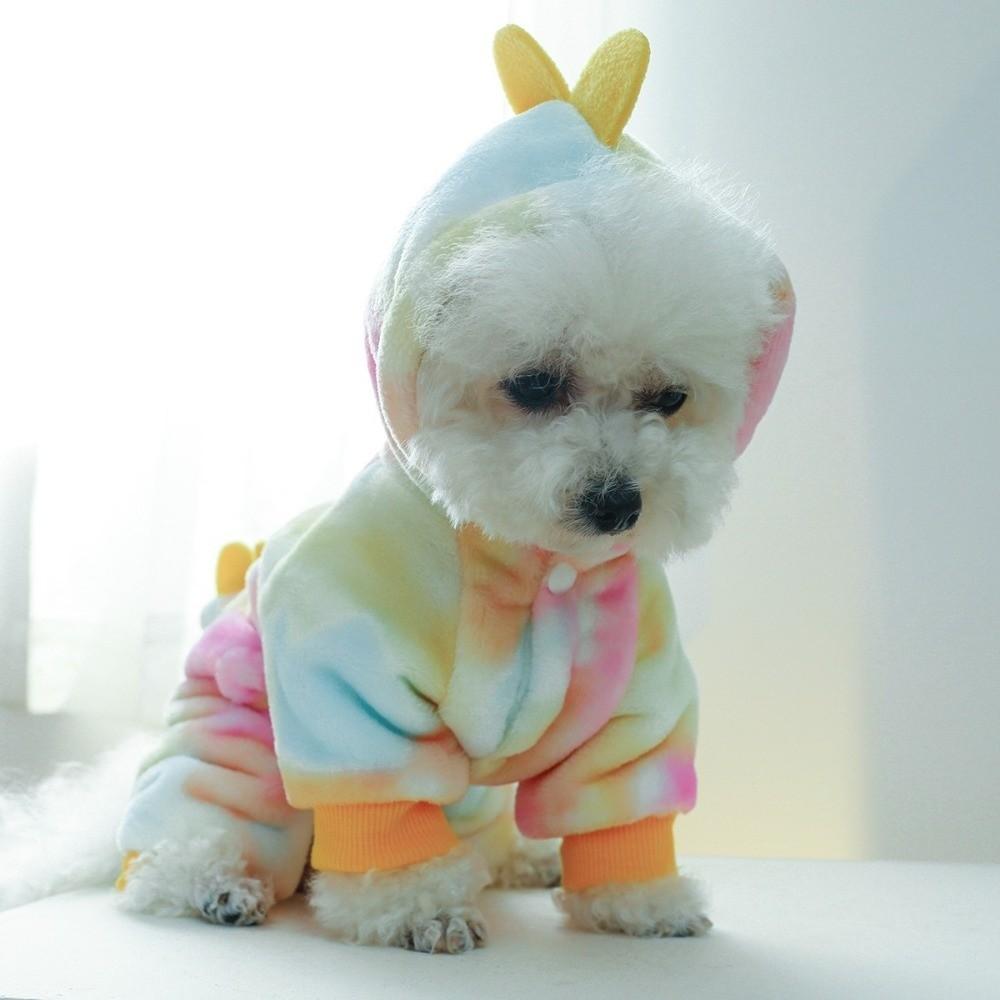 Cartoon Winter Puppy Clothes Colorful Style Dog Cosplay Apparel Pet Dinosaur Costume  Autumn Winter