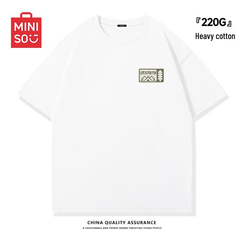 MINISO T-shirt Homme Oversize Coton Épais Imprimé Sapins
