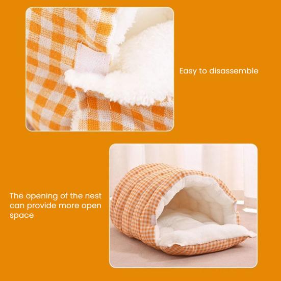Cat Nest Bed Winter Warm Pet Cave Indoor Cats Padded House Tent Soft Plush Pet Bed Removable Washable for Cats And Puppies