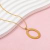 Fenny 18K Gold Plated Minimalist Versatile Oval Pendant Necklace Trendy Sweater Chain Stainless Steel Jewelry
