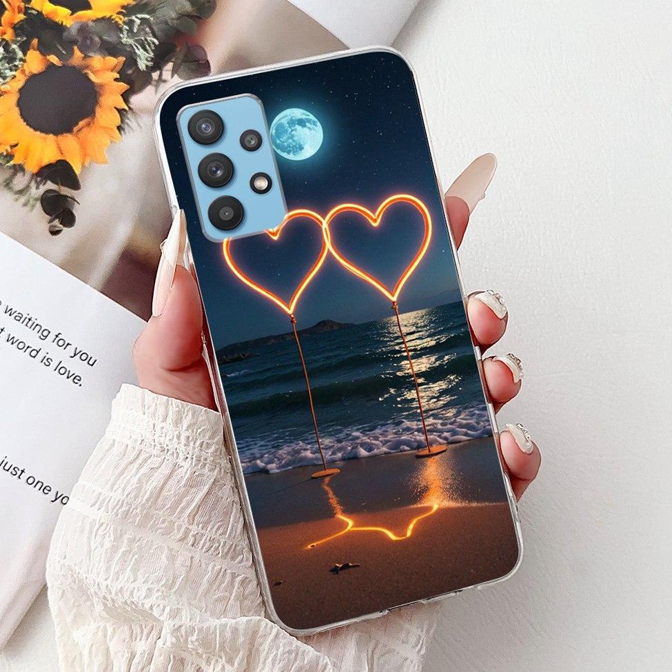 For Samsung A32 5G Case SM-A326B Clear Cute Cat Fashion Funny Painted Back Cover For Samsung Galaxy M32 5G Phone Case SM- M326B