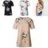 Elegant Summer Women Blouse Floral Print Short Sleeve Loose Casual T-shirt Tops