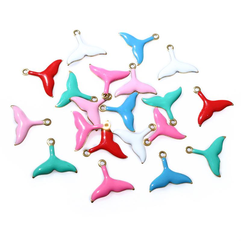 20pcs 10x11mm Stainless Steel Small Mermaid Tail Charms Pendant Enamel DIY Jewelry Making Accessories Findings Necklace Earrings