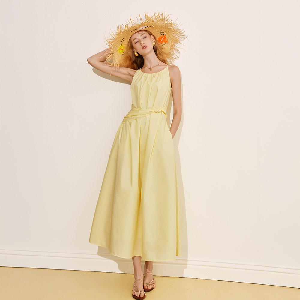 Waiwaiaiem Yy_Waist Spaghetti Strap Dress_2Color