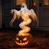 Spooky Ghost Pumpkin Lamps Halloween Swirling Yard Lamp, Lighted Outdoor Holiday Lawn Accents Statue, Warm LED Decoration for Porch Garden Decorative