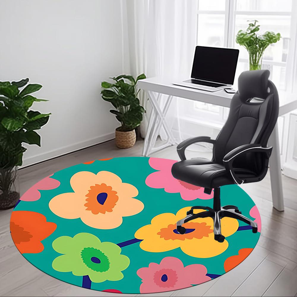 1pc Floral Pattern Chair Carpet for Office - Durable, Ideal for Chair Mats, Stylish & Functional Decorative Rug Yy260203067