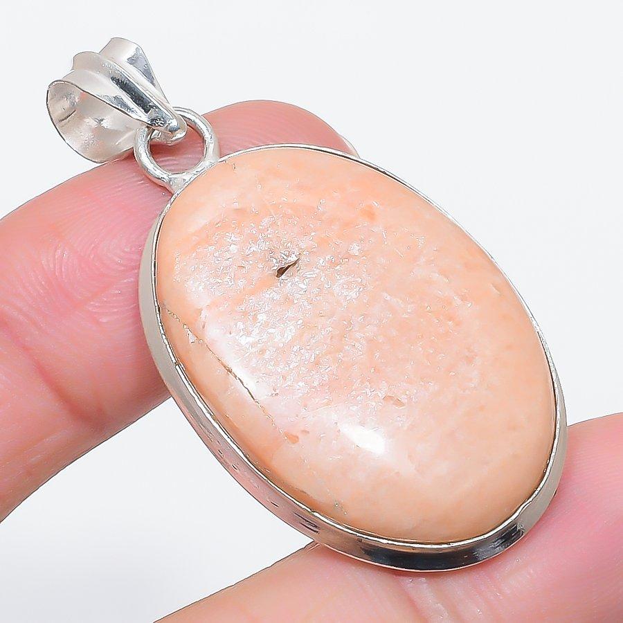 Orange Aventurine Gemstone 925 Sterling Silver Jewelry Pendant 1.97"