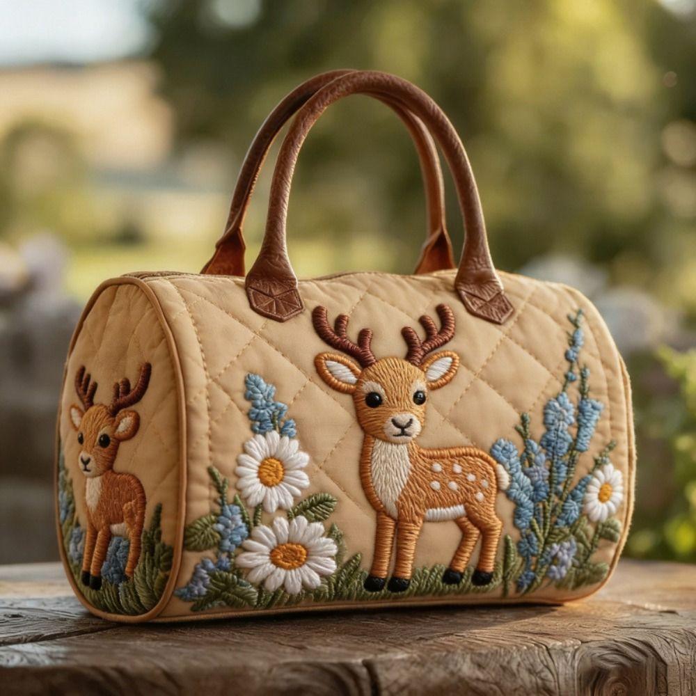 Schultergurt Gesteppte Reisetasche 3D-Stepperei Handwerk Große Kapazität Handtasche für Kurzstrecken Tragetaschen Landschaftsmuster