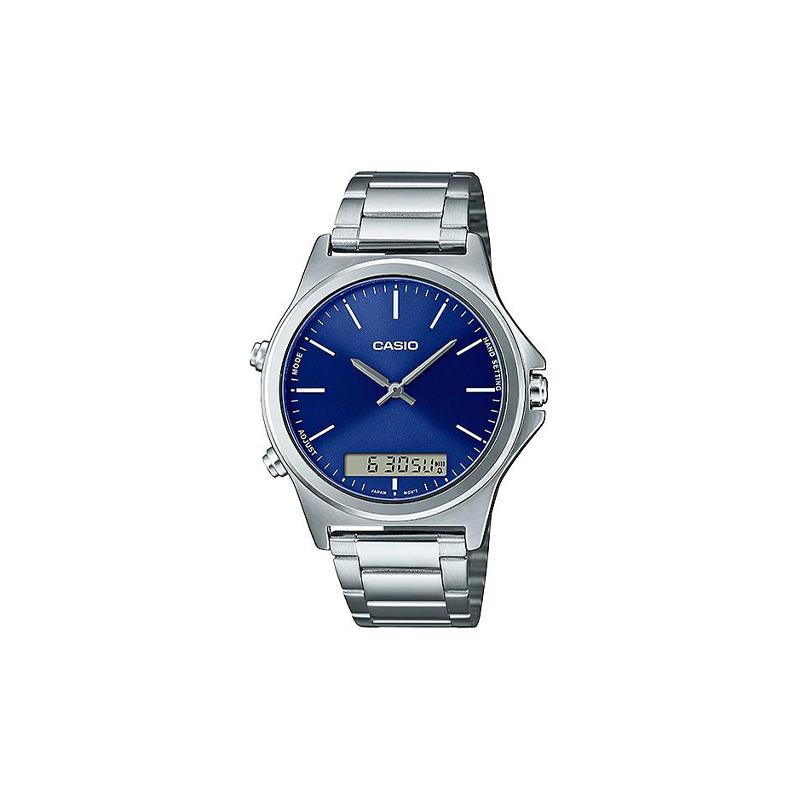 

Casio STANDARD series life waterproof quartz movement stainless steel strap Japanese and Korean watch 46.5 men s watch blue dial MTP-VC01D-2E