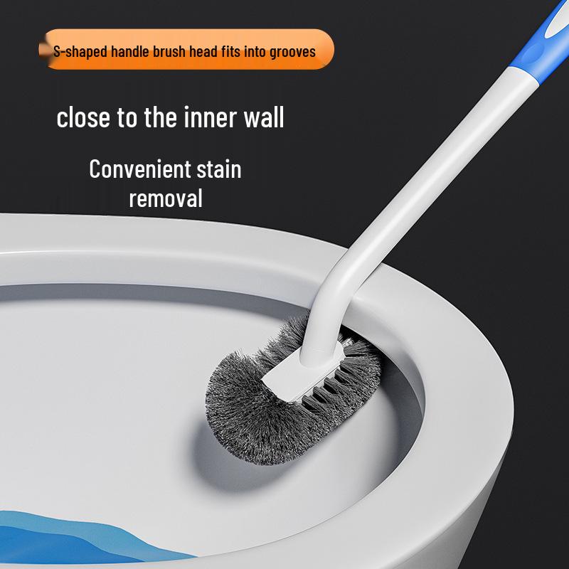 Wall-Mounted Long-Handled Toilet Brush with Soft Bristles & Groove Design