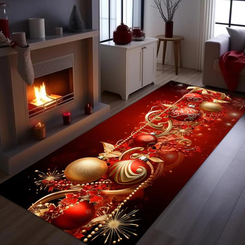 Schneeflocken Weihnachts Teppich Feiertagsmuster Läufer Wohnzimmer Schlafzimmer Heimdekoration Teppiche