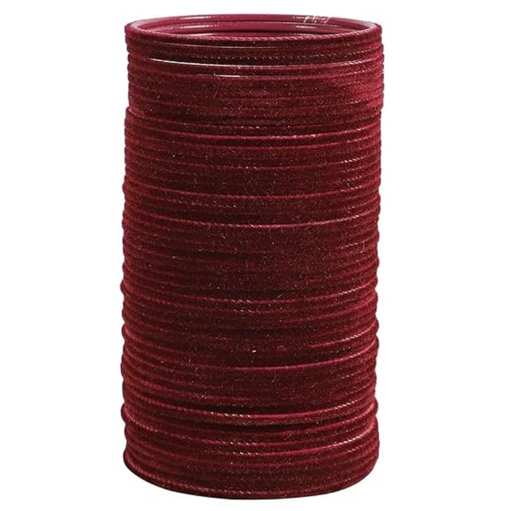 @Metal Velvet Bangle Color Maroon for Women Pack of 48 Bangles UKS3 50%off