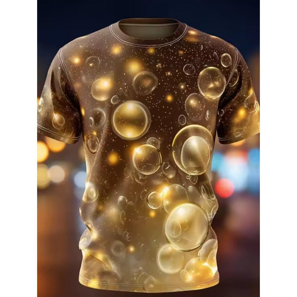 Fashionable Dazzling Fireworks Beer 3D Printed T-shirt Men Summer Loose Comfortable Plus Size Short Sleeved T-shirt