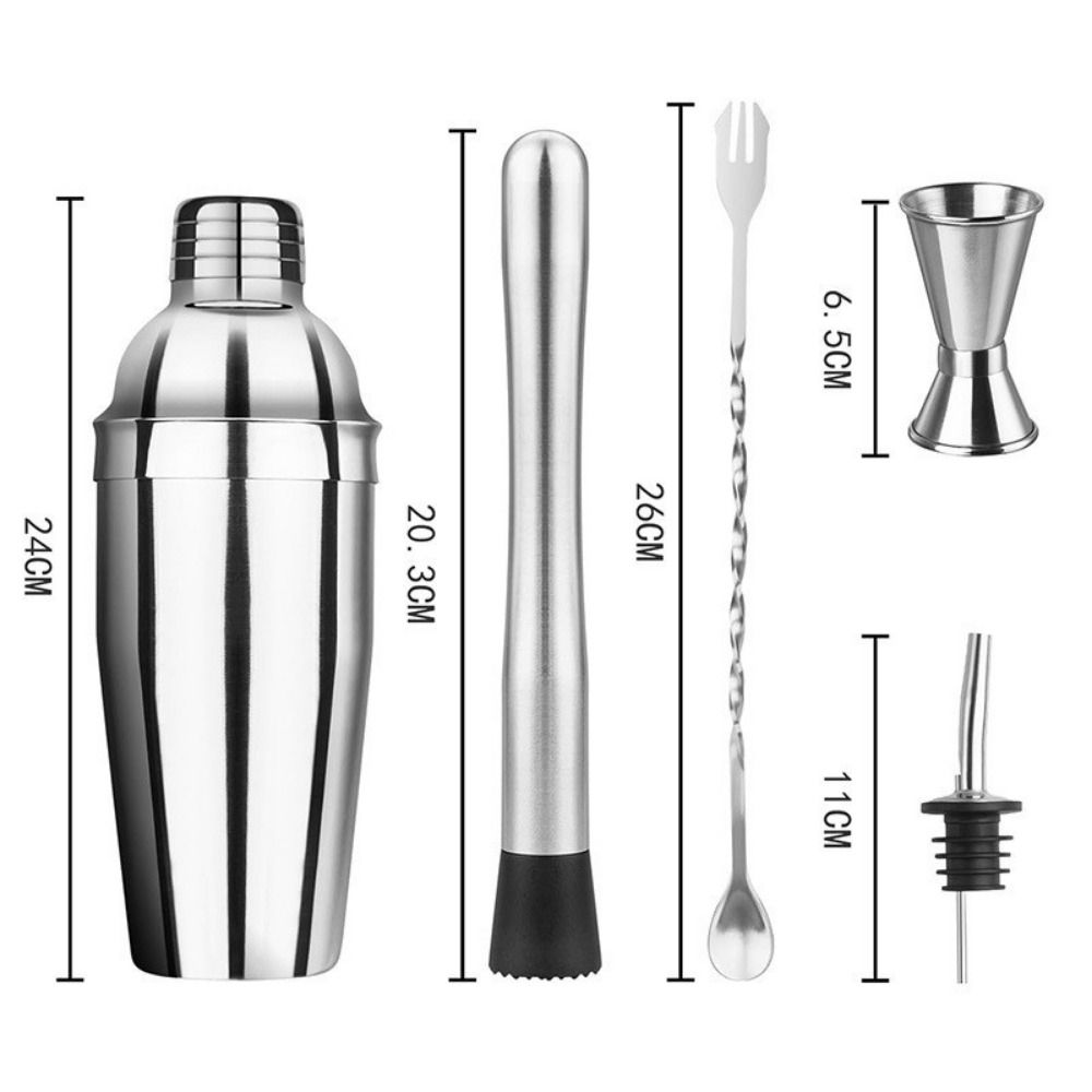 6Pcs/Set Stainless Steel Drink Mixer Bar Set Double Measuring Jigger Drink Shake  Cocktail Making