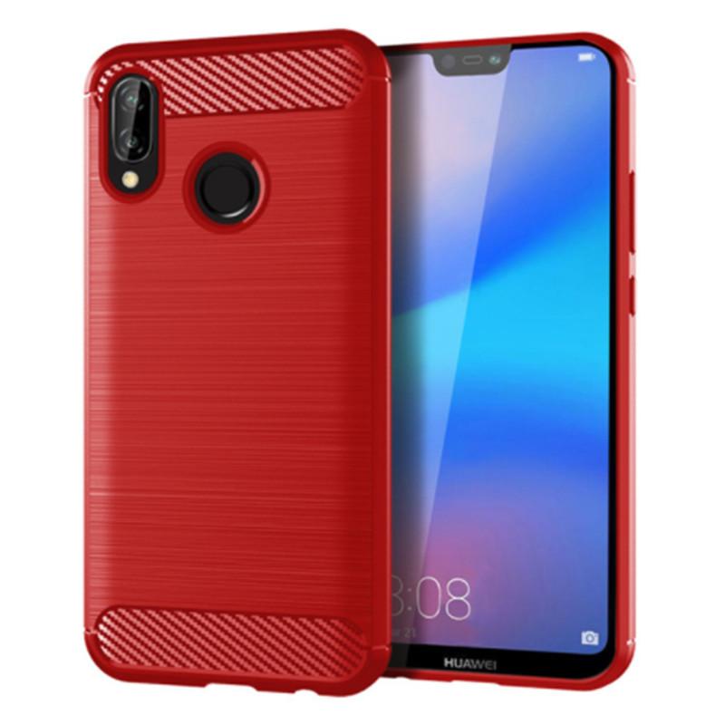 Shockproof Silicone Case for Huawei P20 Lite Brushed Carbon Fiber Phone Case for P20lite Huawei Soft Back Cover