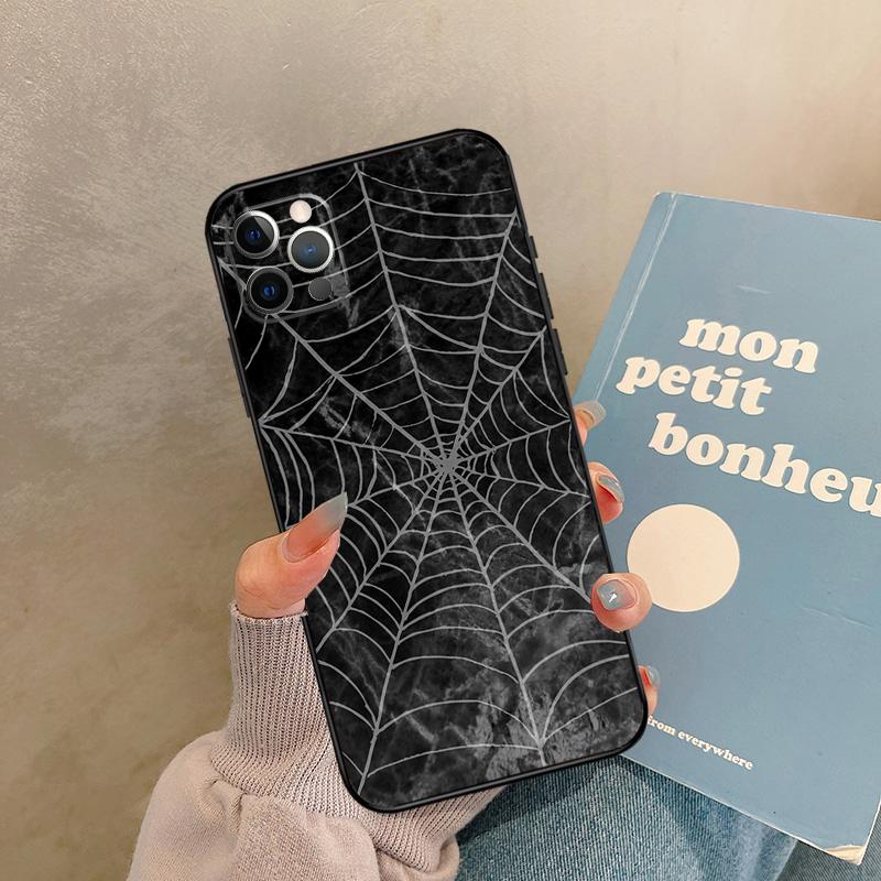 Spider Web Head Mask Case For iPhone 17 Air 13 16 15 11 12 14 Pro Max 13 mini XR 15 16 Plus 16e Back Cover Shell