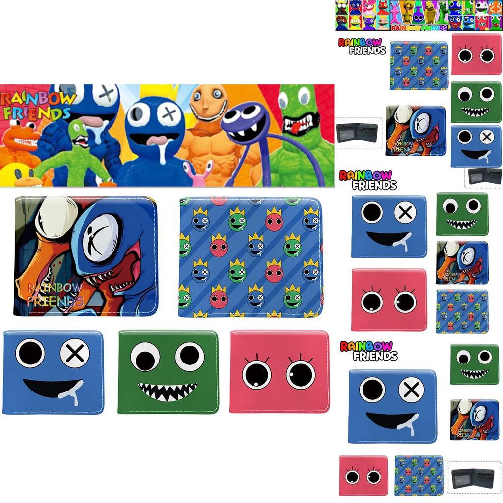 Cute Roblox Rainbow Friends Cartoon Print Bifold Wallet With Zipper Coin Bag