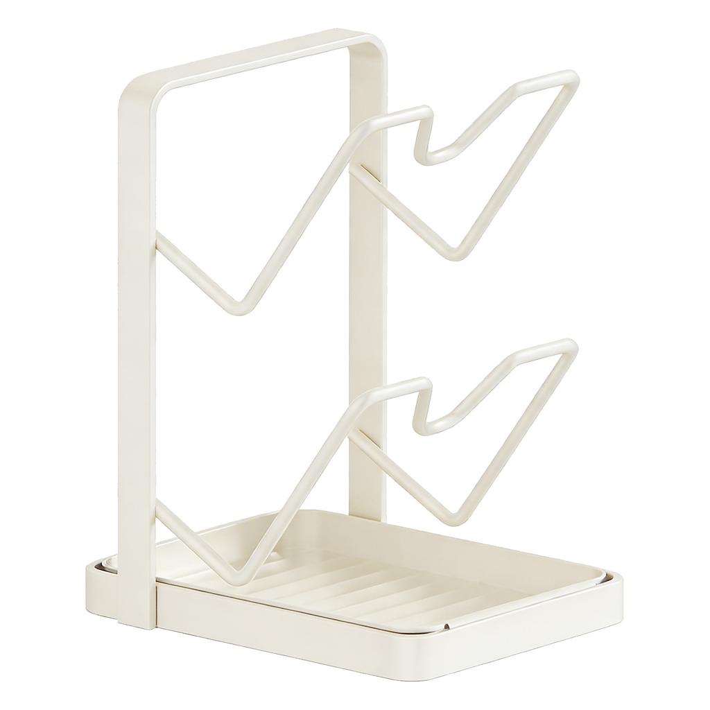 Multifunctional Kitchen Pot Lid Storage Rack While Cooking Utensils Pan Pot Cover Lid Rack Shelf with Drip Tray for Counter