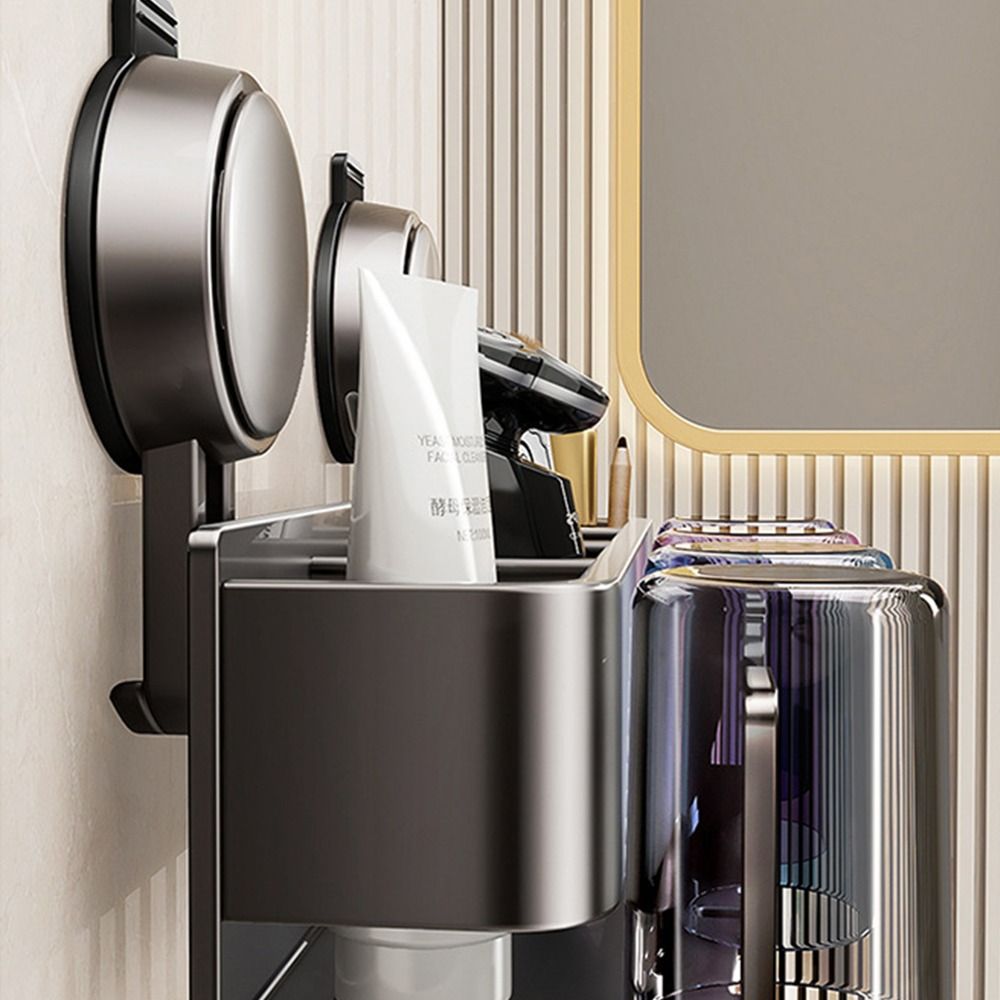 Wall-mounted Bathroom Toothpaste Rack Toothbrush Cup Holder  Bathroom Household Shelf Accessories