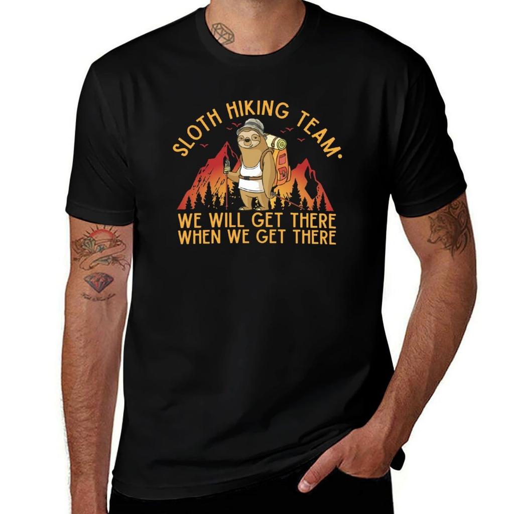 Sloth Hiking Team We Will Get There When We Get There Funny Vintage Tshirt Soft Antishrink Cotton Tee Tshirt