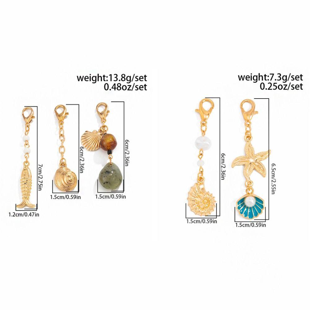 Zinc Zinc Alloy Beaded Key Chain DIY Bikini Buckle Cute Fish Conch Shell Keychain  Bag Pendant